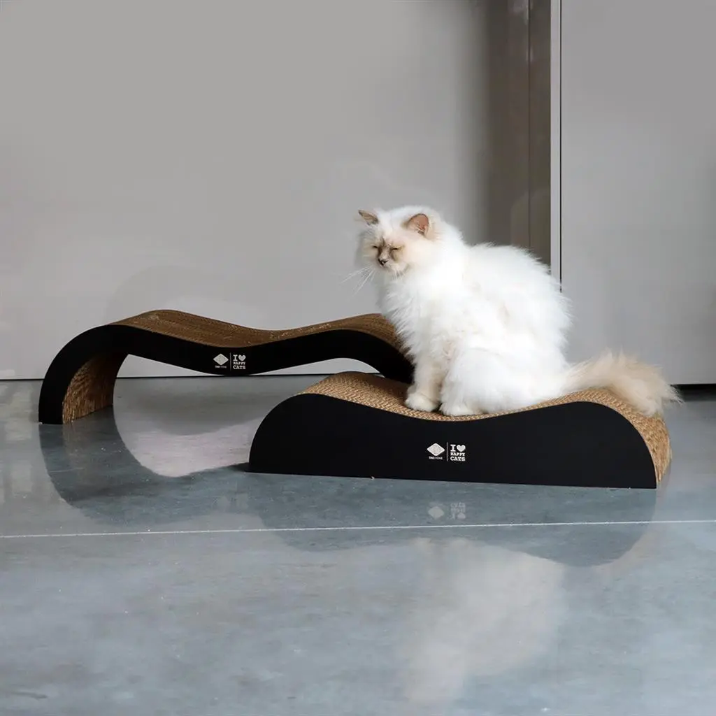 HappyCat ARCHIE Kradse Lounge 2i1 75x18 og 5x25 cm Sort Pap-kradsebræt